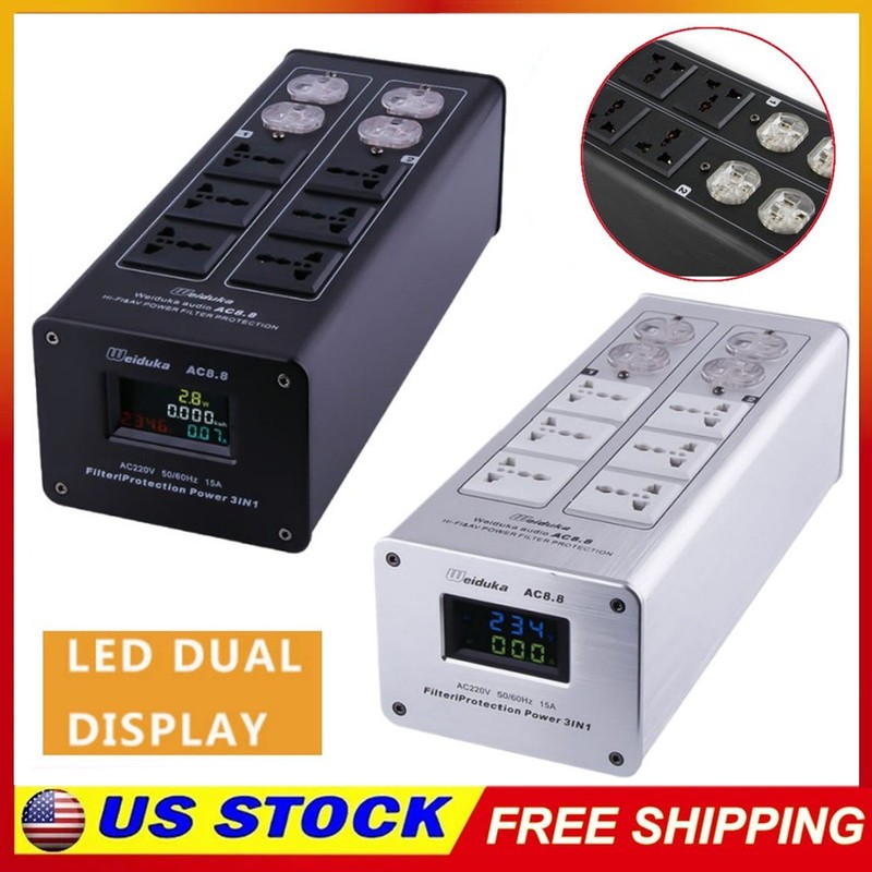 Weiduka 3000W 15A AC8.8 Advanced Audio Power Purifier Filter Dual LED Display US