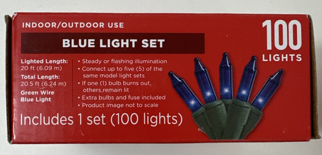 Make The Season Bright Christmas Indoor Outdoor 100-Ct BLUE Lights