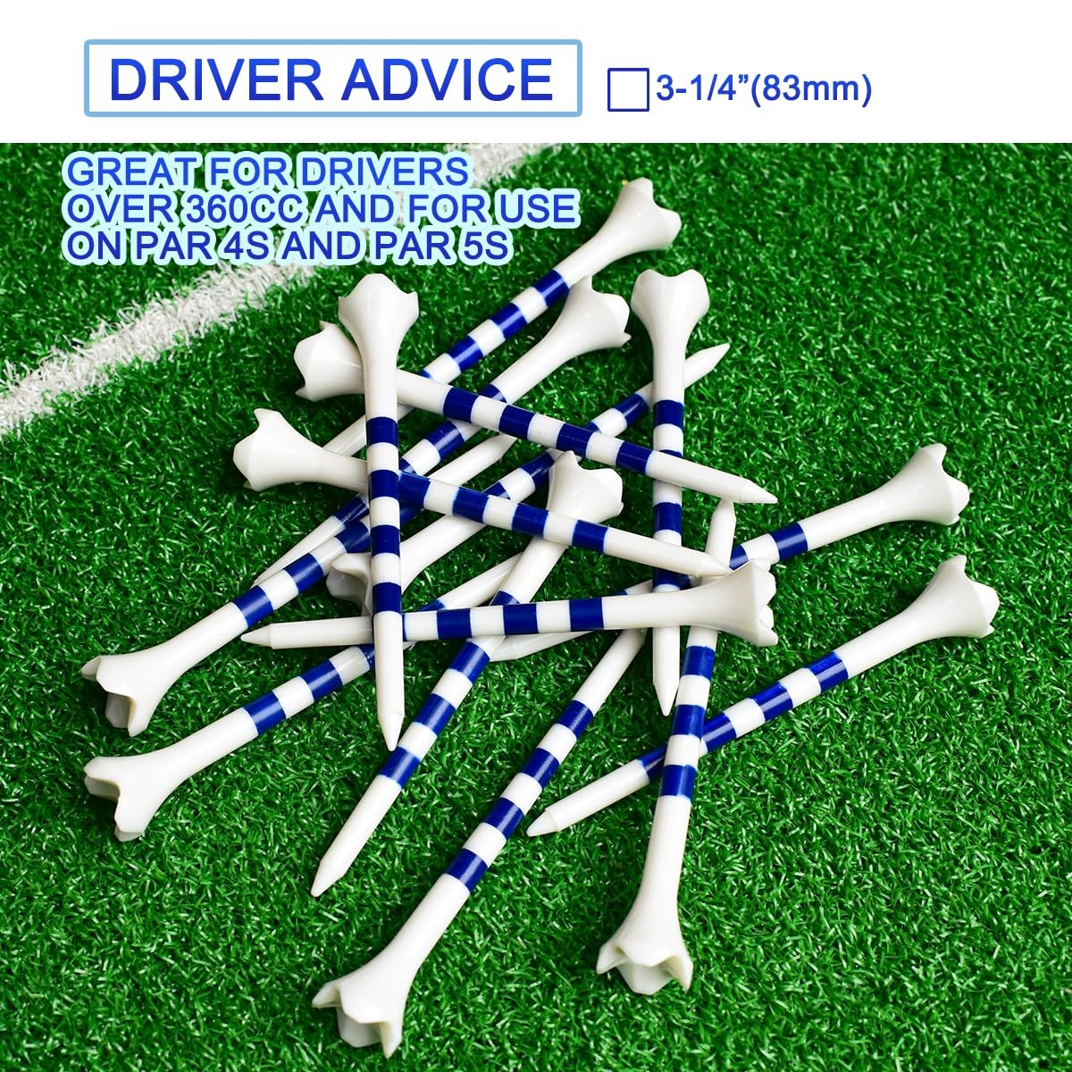 Golf Tees3 1/4" -100 Pack, Plastic Golf tees 3 1/4 inch 4-Prong Long Plastic ...