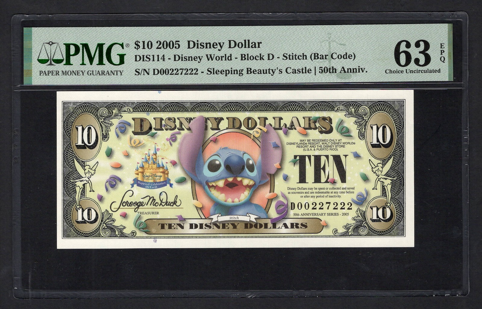 Disney Dollar 10 Dollars 2005 DIS114 Uncirculated Grade 63