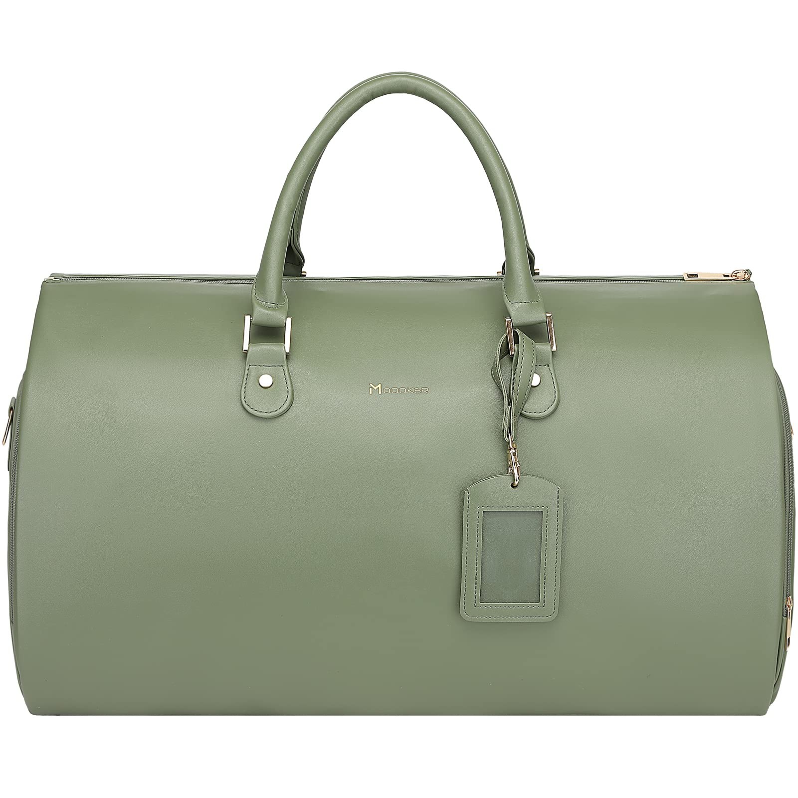 Convertible Leather Garment Bag with Shoulder Strap, PU Leather Garment Duffe...