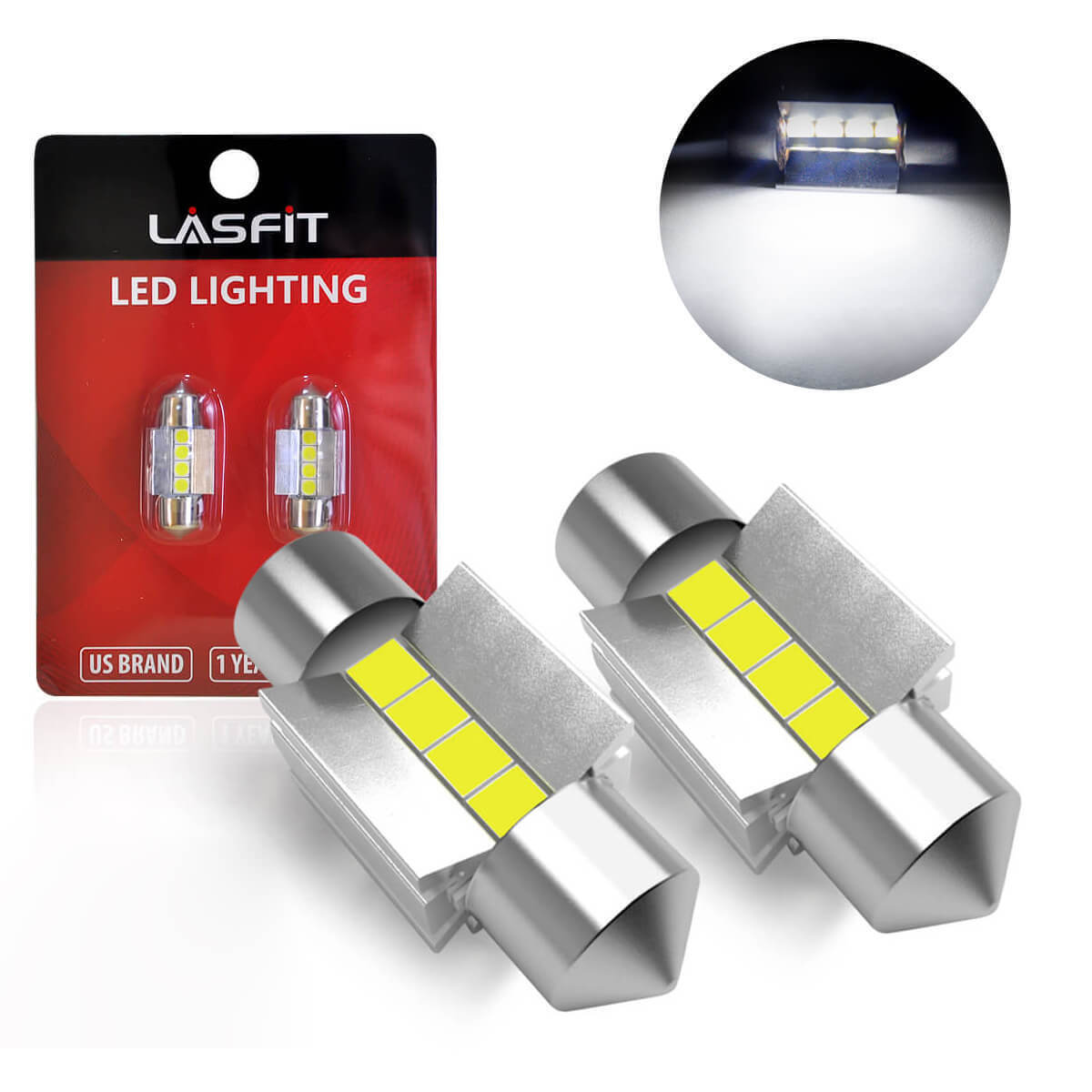 2x 31MM Festoon Dome Map Interior LED Light Bulb DE3175 DE3022 CANBUS Error Free