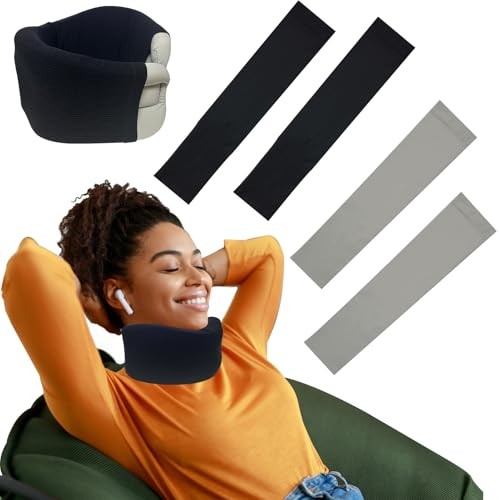 4PCS Neck Brace Cover Cervical Collar Dust Cover Sleeve for Women Black+grey