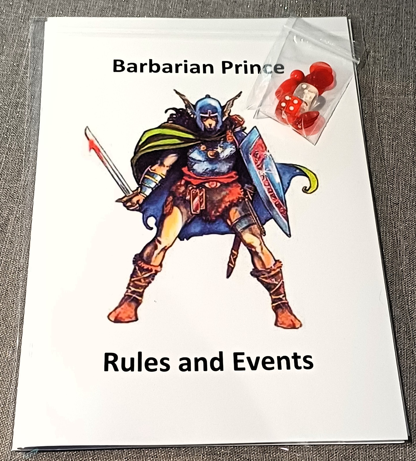 *NEW* Barbarian Prince, Solo, complete game, A3 map + rules book + reference..
