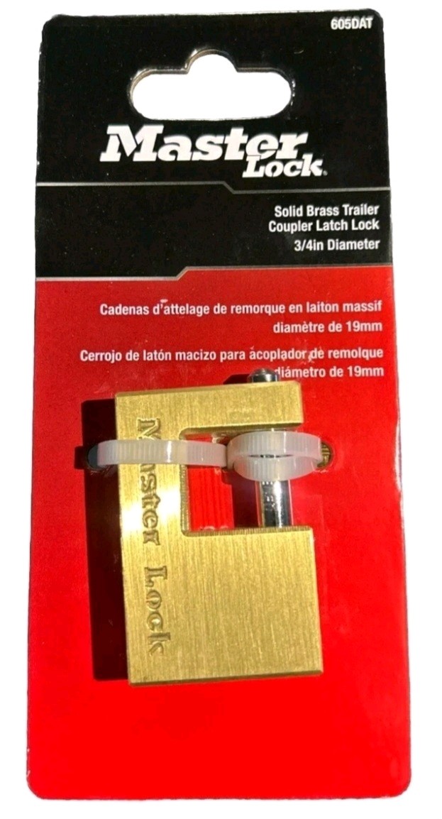 Master Lock Solid Brass Coupler Latch Trailer Lock, With 3/4in. Shackle, Model#