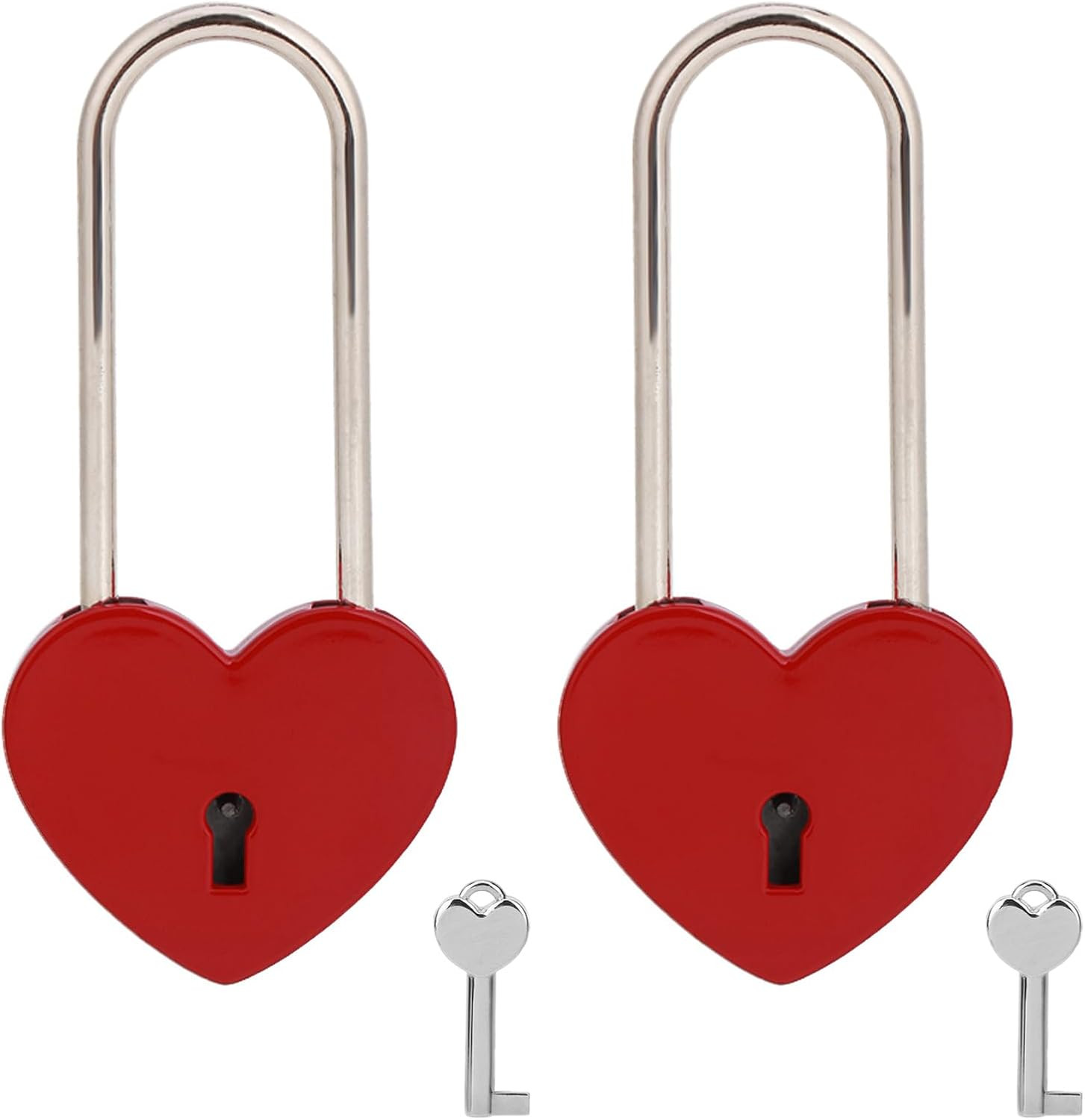 Love Lock Heart Padlock, 2PCS 50Mm 3.5 Inches Rubber Paint Red Craft Single Hear