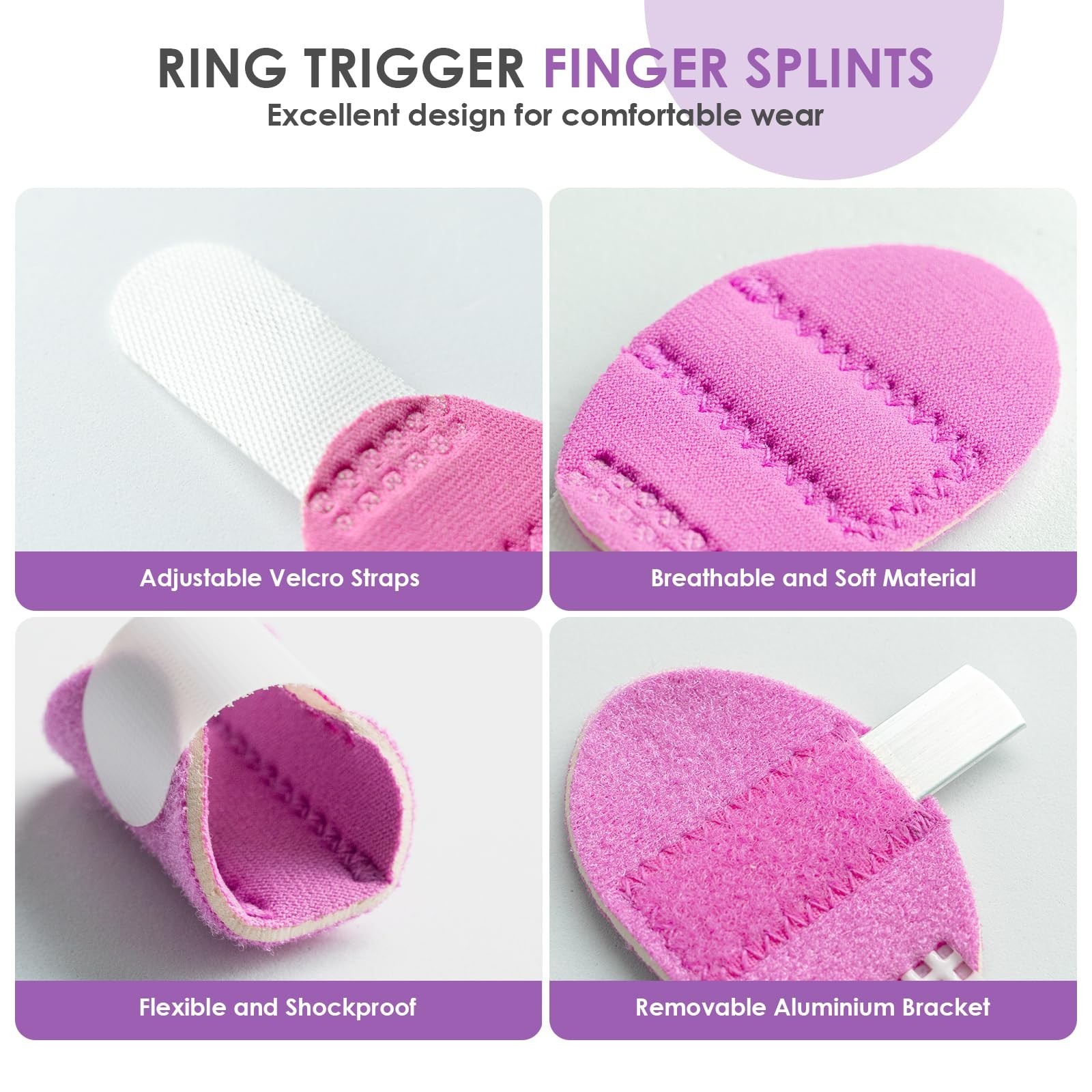 6 Pcs Colourful Trigger Finger Splints, Finger Sleeves for Finger Support and...
