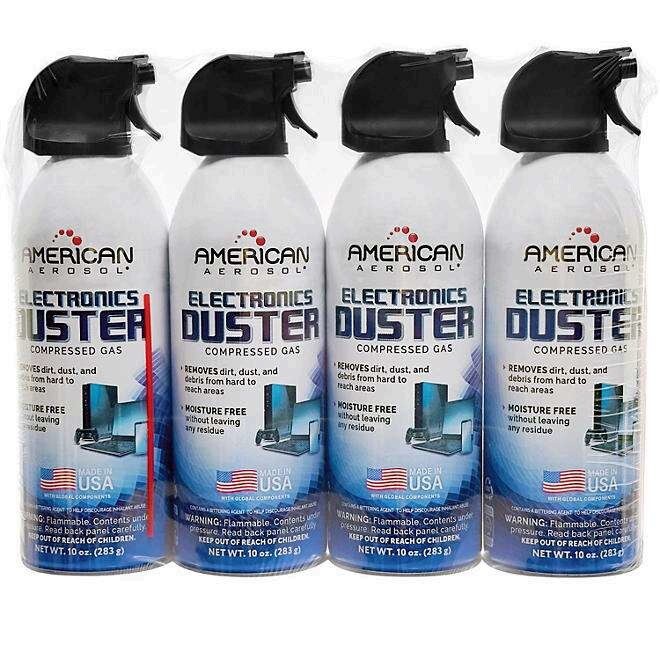 American Aerosol Compressed Gas Electronics Duster, 10 oz, Pack of 4, 8 & 12