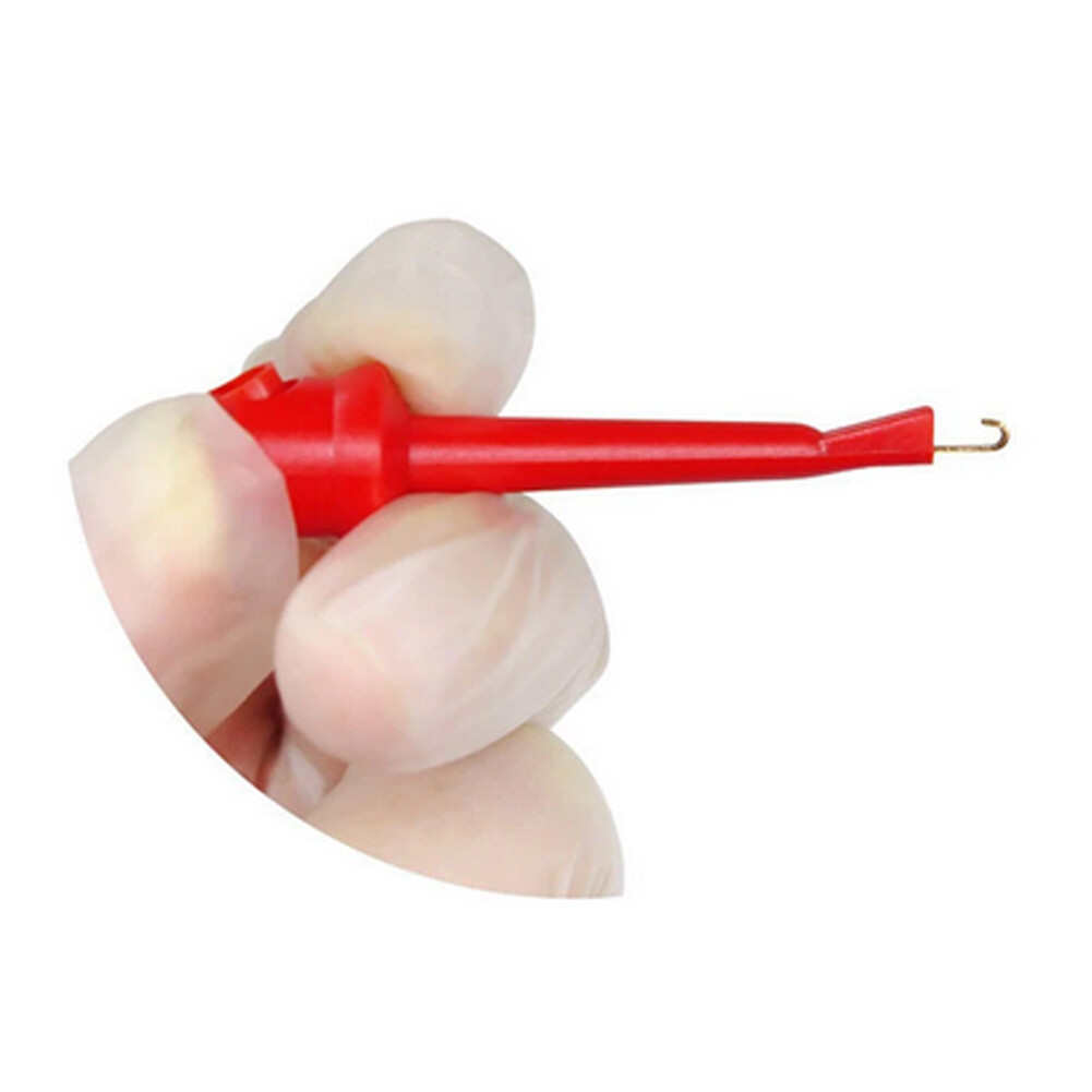 10PCS Mini Grabber Test Hook Clips Insulated Black & Red for Electrical Testing