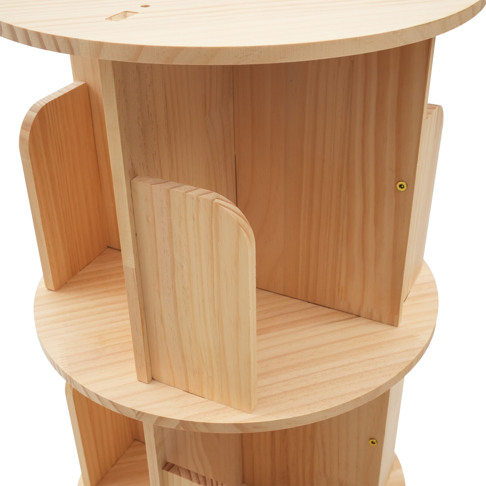 1-tier Floor Standing Solid Wood Single-layer Rotating Bookshelf 31cm H Bookcase
