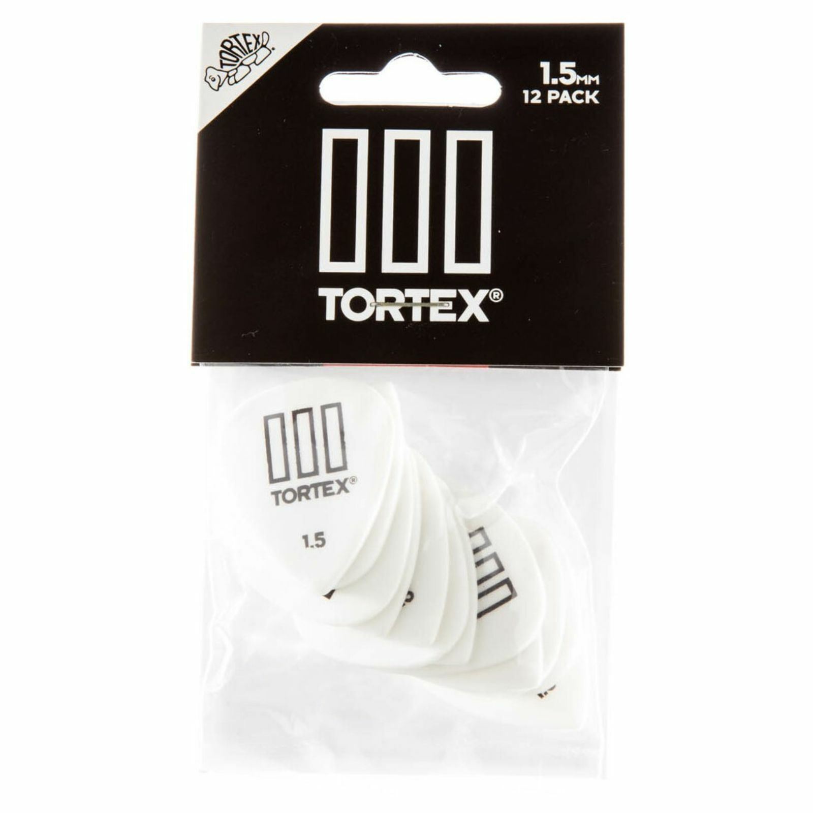 Dunlop 462P1.5 Tortex TIII Guitar Picks, 1.5mm, White, 12-Pack