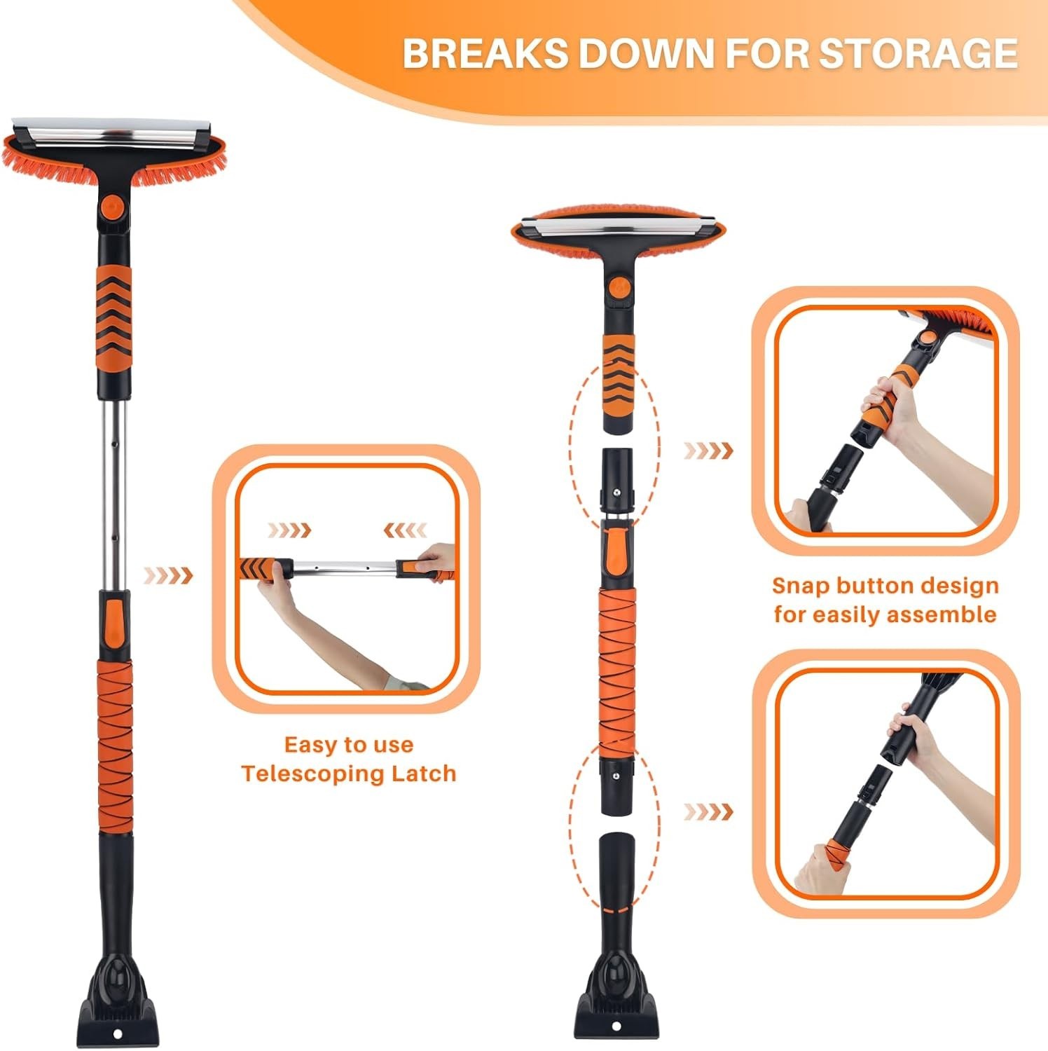 Snow Brush and Ice Scraper 3 in 1 Sturdy Snow Brush with Squeegee Windshield...