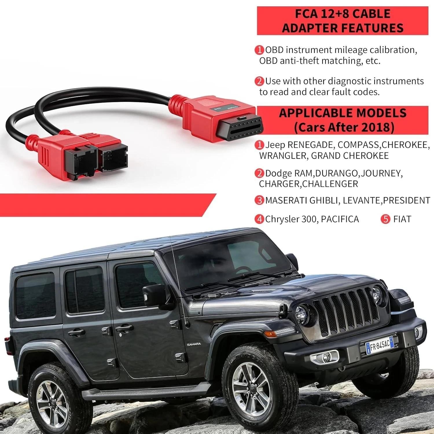 Fca 12+8 Cable Adapter for Chrysler 12+8 Programming Cable Connector, Autel Obd2