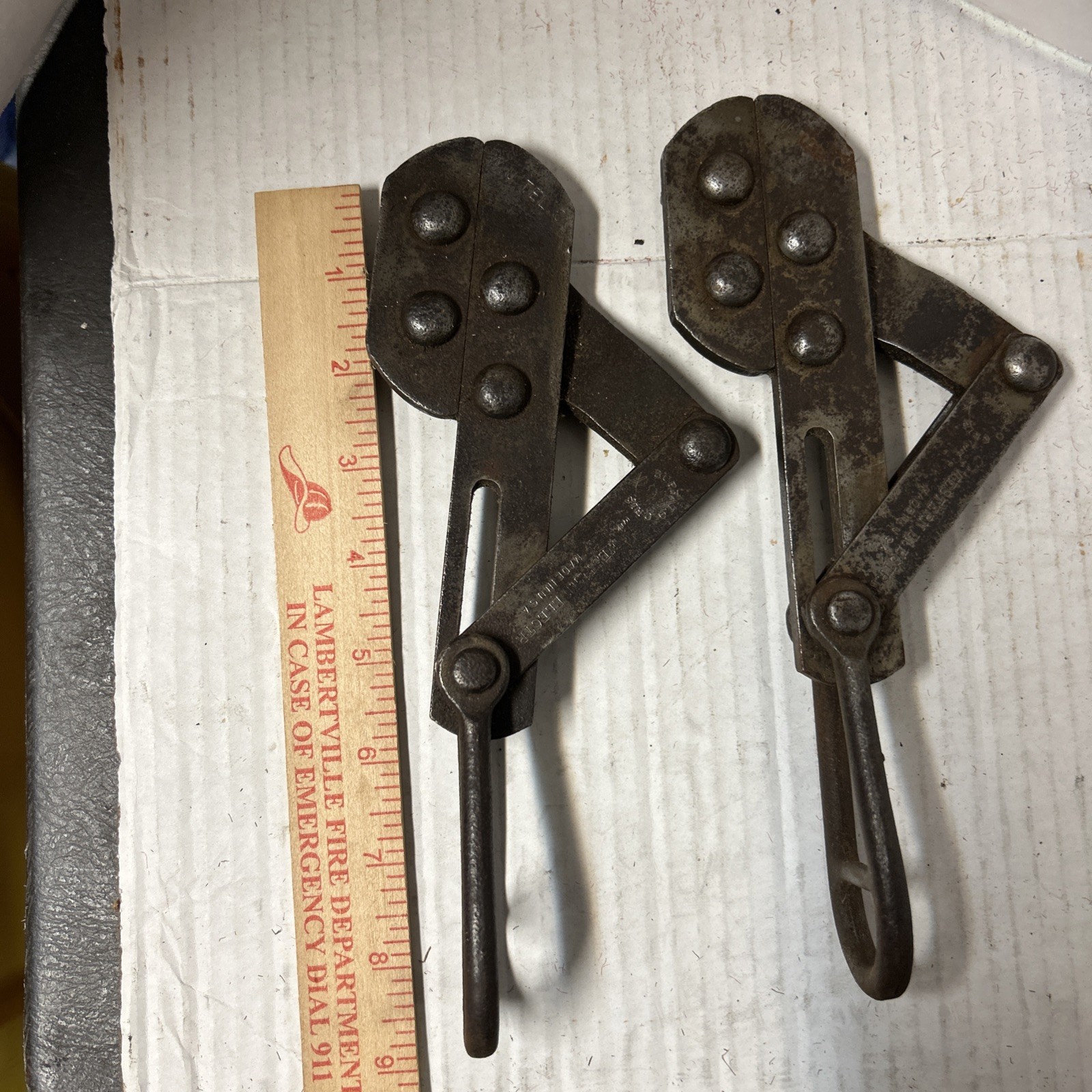 2 Western Electric Buffalo Grip Wire Puller Pat 1910 / Fence Wire Stretcher