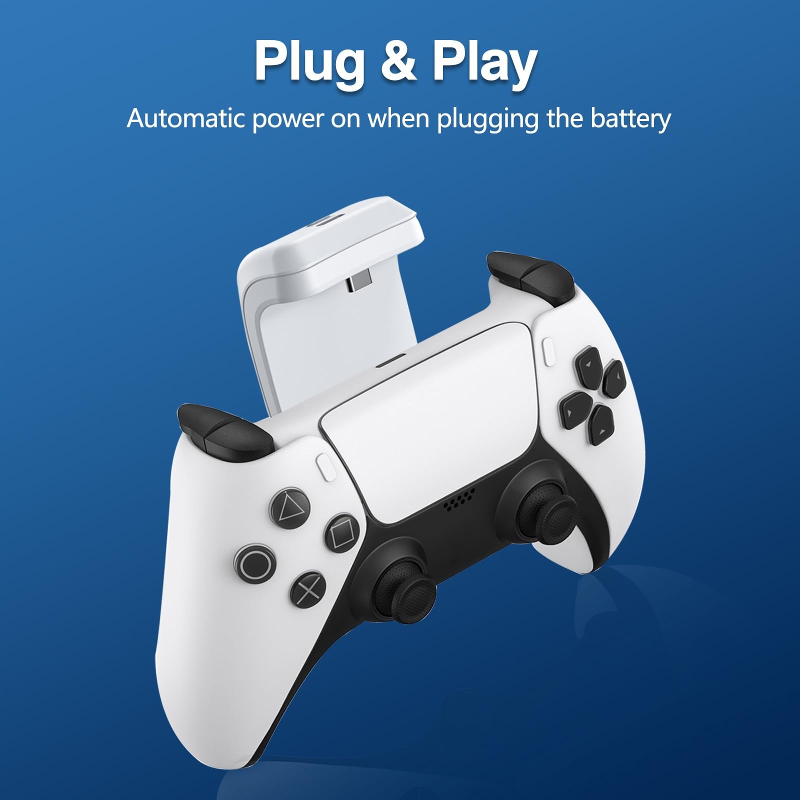 Uwayor 2X 3000mAh PS5 Controller External Battery Pack, Replacement White