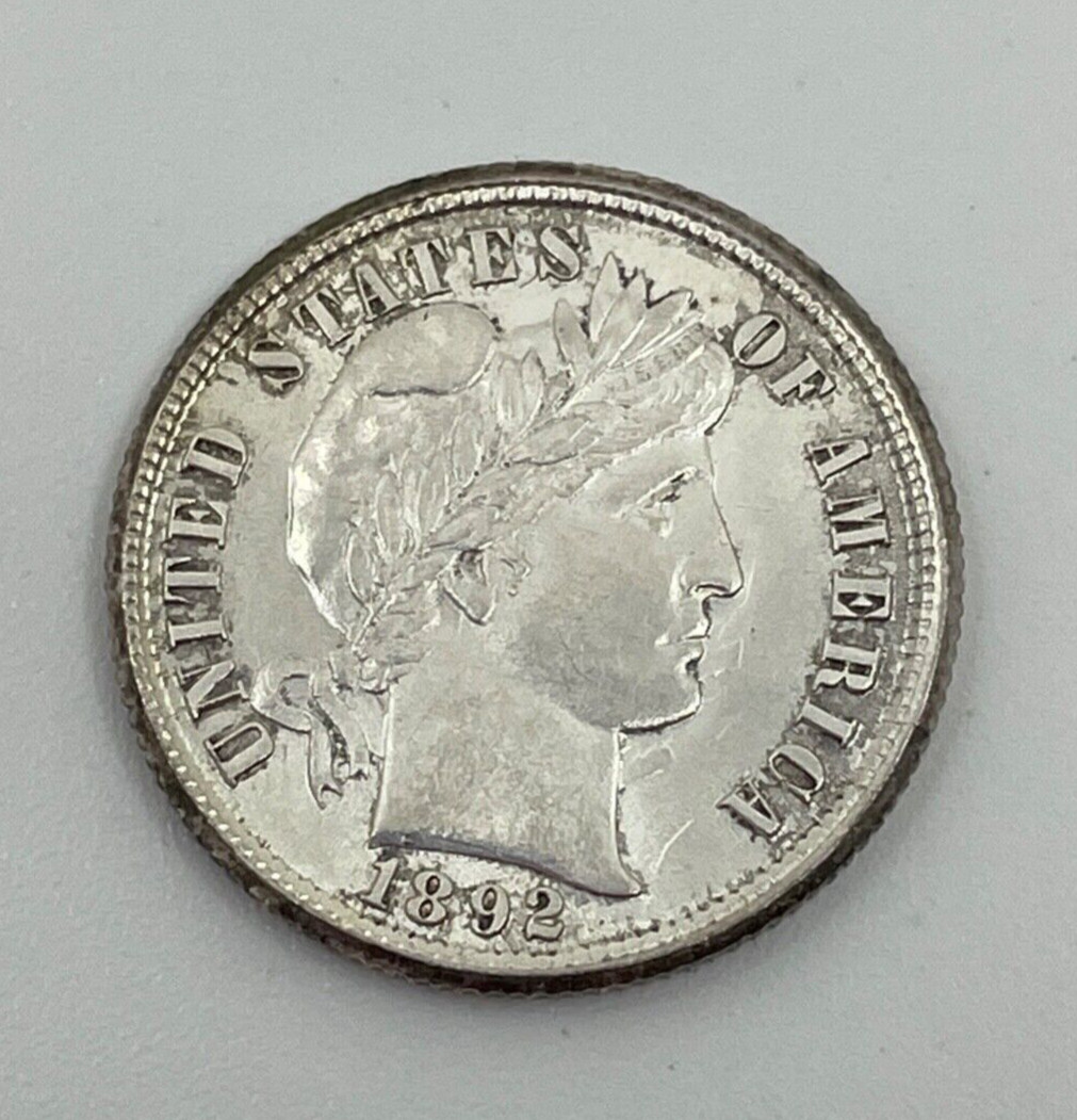 MINT ERROR___1892_ Gem High Grade Barber Dime CLASHED DIE/ Brockage