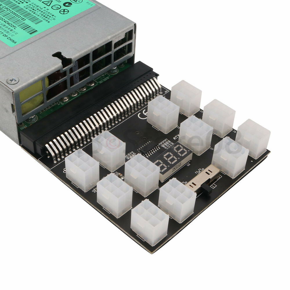 Power Supply Breakout Board Adapter With 12 PCS ATX 6Pin power connector for ETH