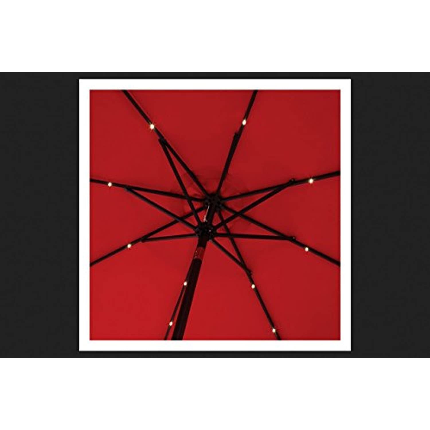 Living Accents Market 9 ft. Dia. Tiltable Solar Market Umbrella Red