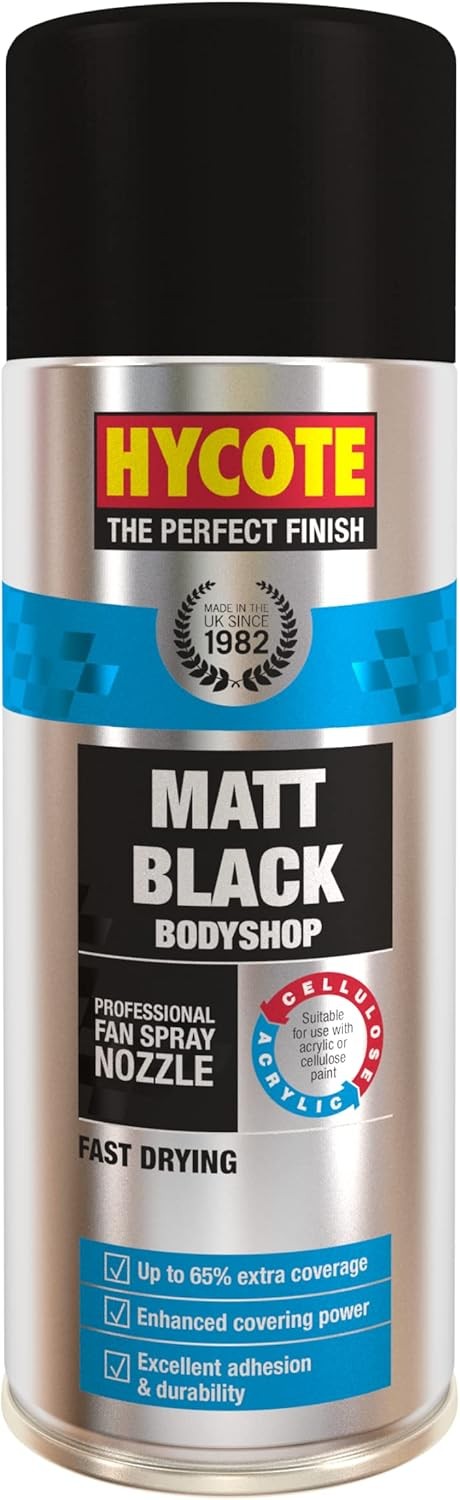 Hycote Bodyshop Fast Drying Aerosol Car Spray Paint, Matt Black, 13.5 Oz