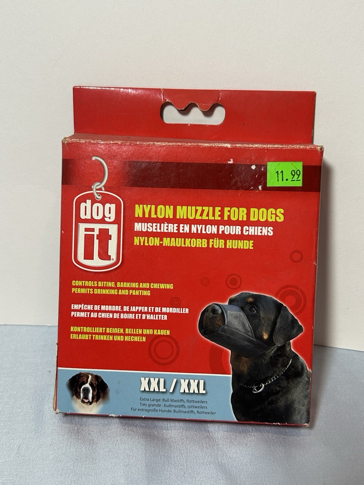 XXL/XXL DogIt Nylon Muzzle for Dogs Controls Biting, Barking and Chewing-New