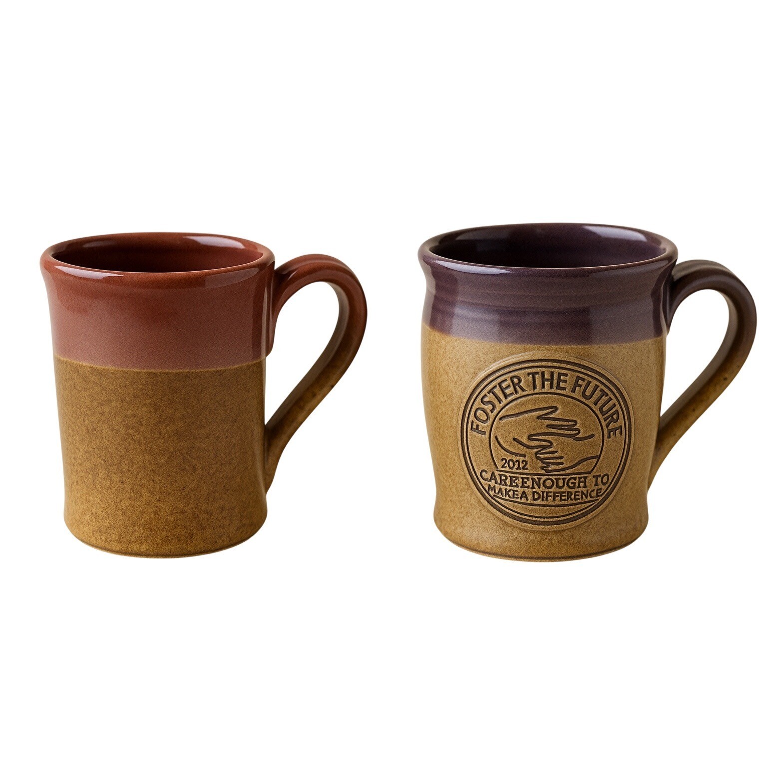 Cold Mountain Pottery Foster the Future 2010 2012 Stoneware Coffee Mug Set of 2