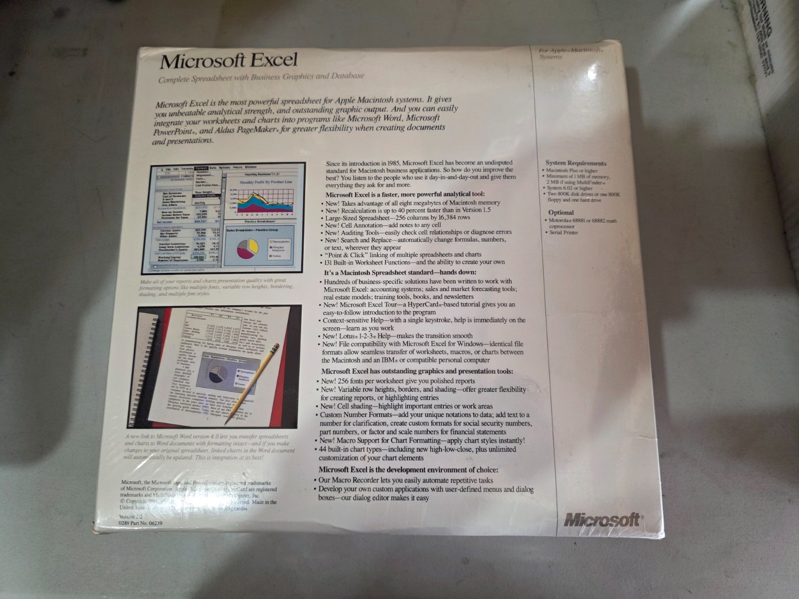 Apple Macintosh Microsoft Excel Version 2.2 - Sealed NOS
