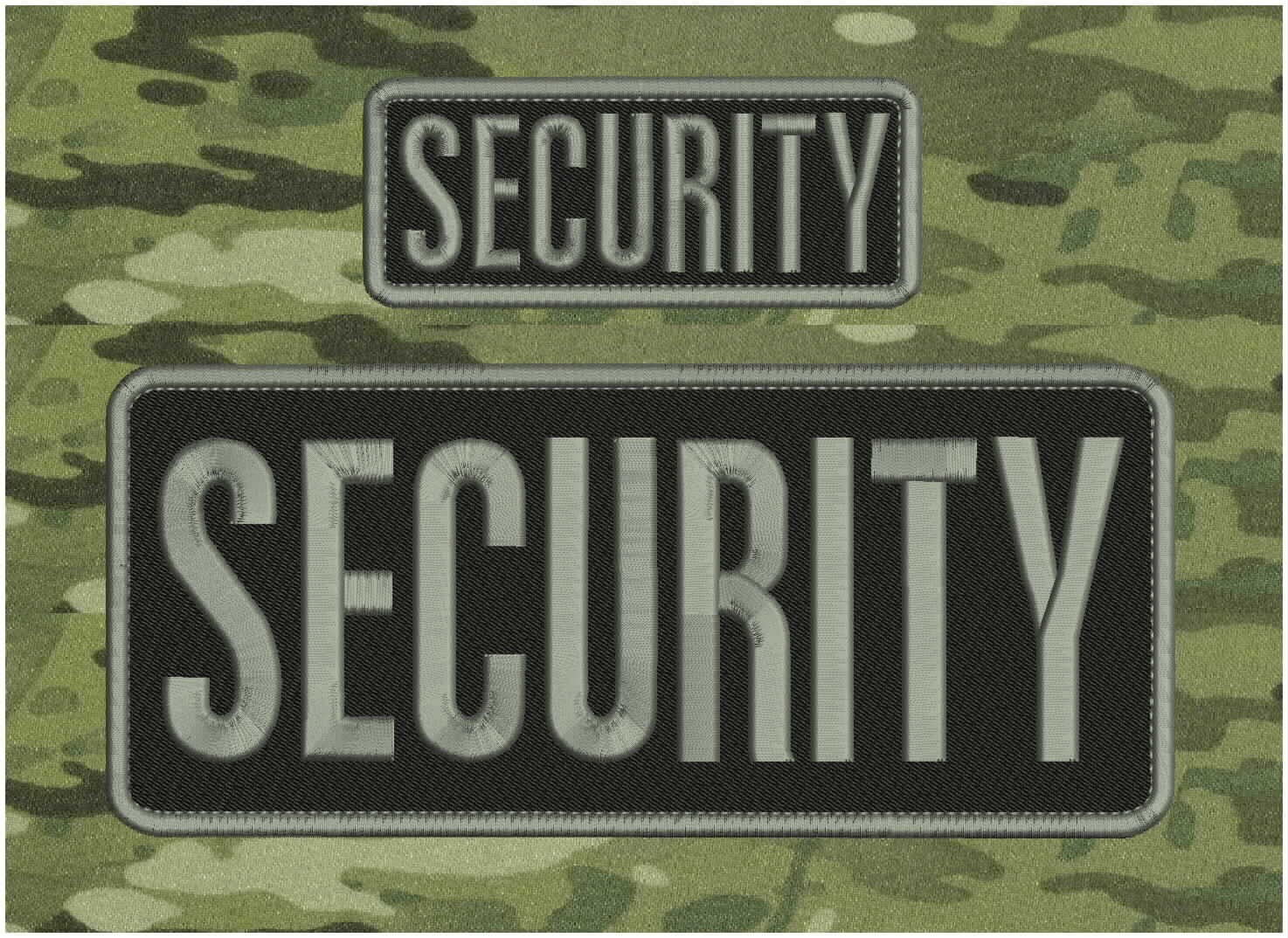 Collectible 2 Embroidery Patch Security 4x10 and 2x5 Gray On Black