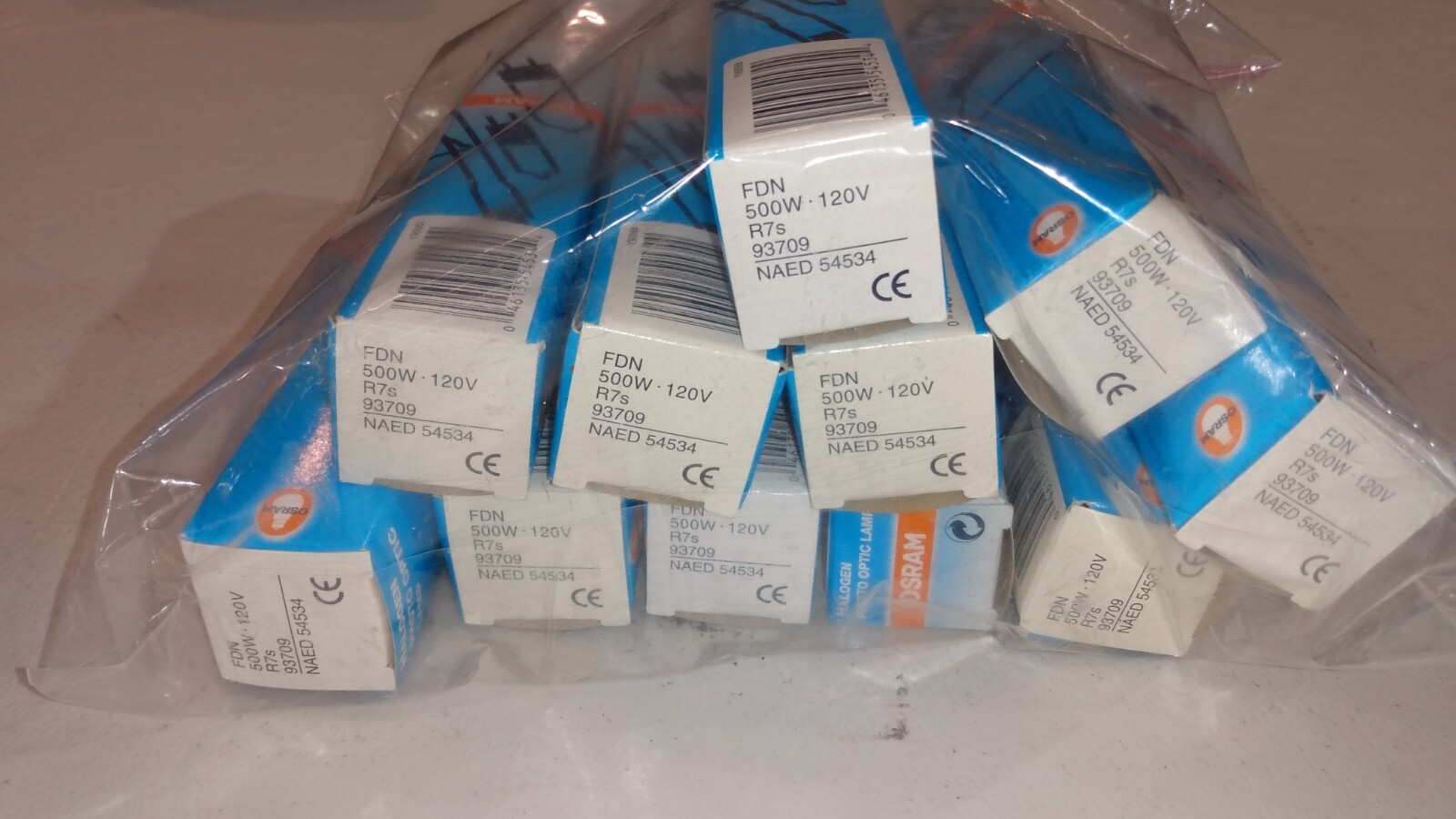 OSRAM 54534 FDN 500W/120V R7s Halogen Lamp -- lot of 20