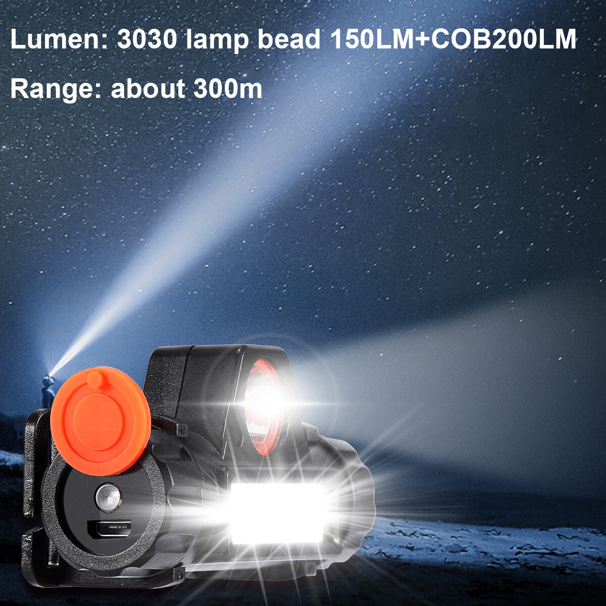 Lot Headlamp Rechargeable Forehead Head Light LED Lights 90°Rotation Flashlight
