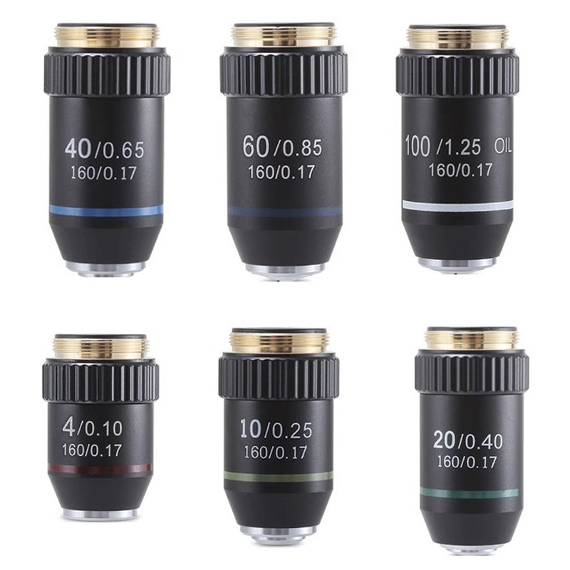 4X 10X 20X 40X 60X 100X Achromatic Objective Lens 195 mm Conjugate Distance Tube