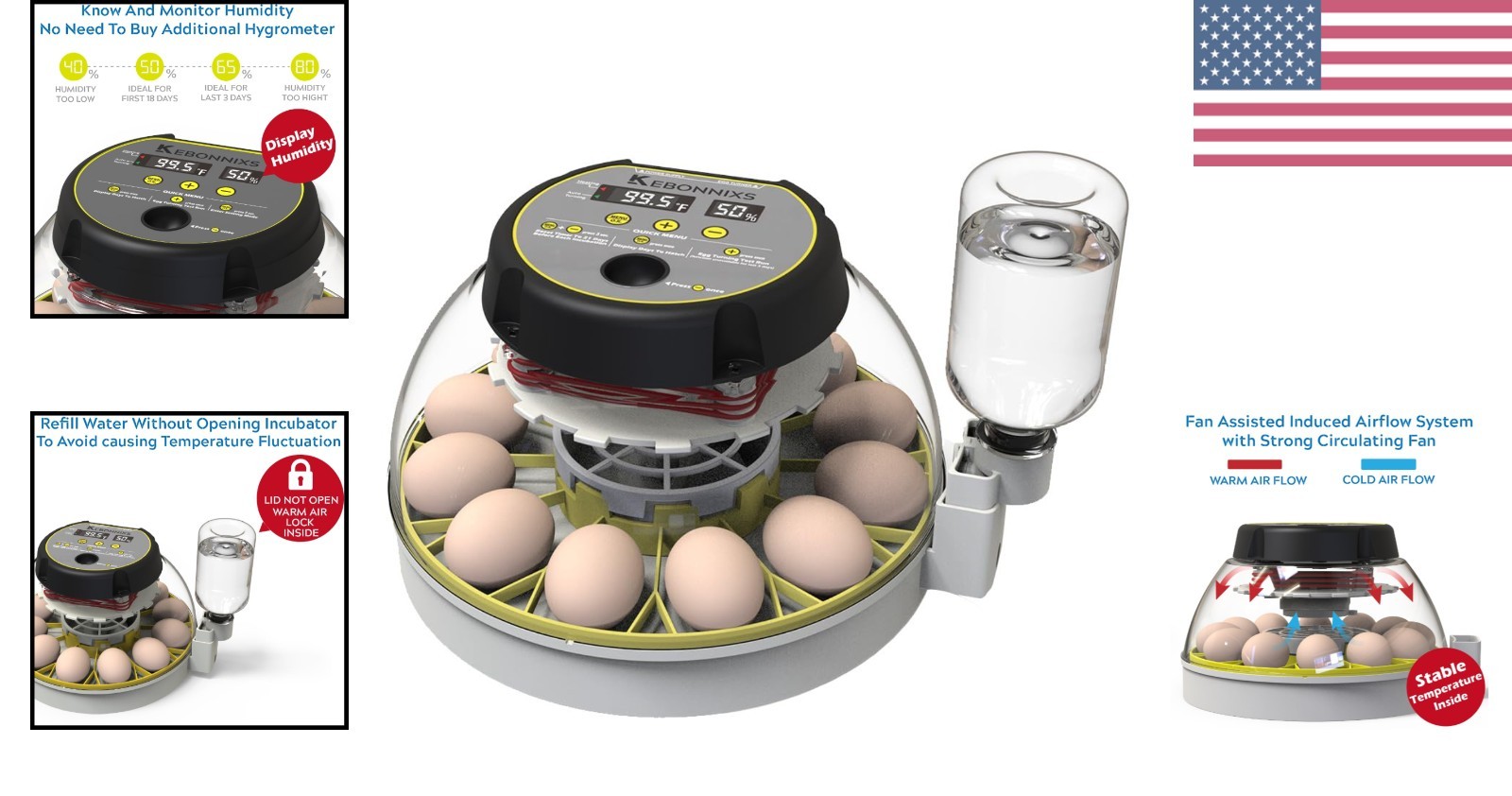Automatic 12 Egg Incubator - Humidity Display & Auto-Turner for Optimal Hatching