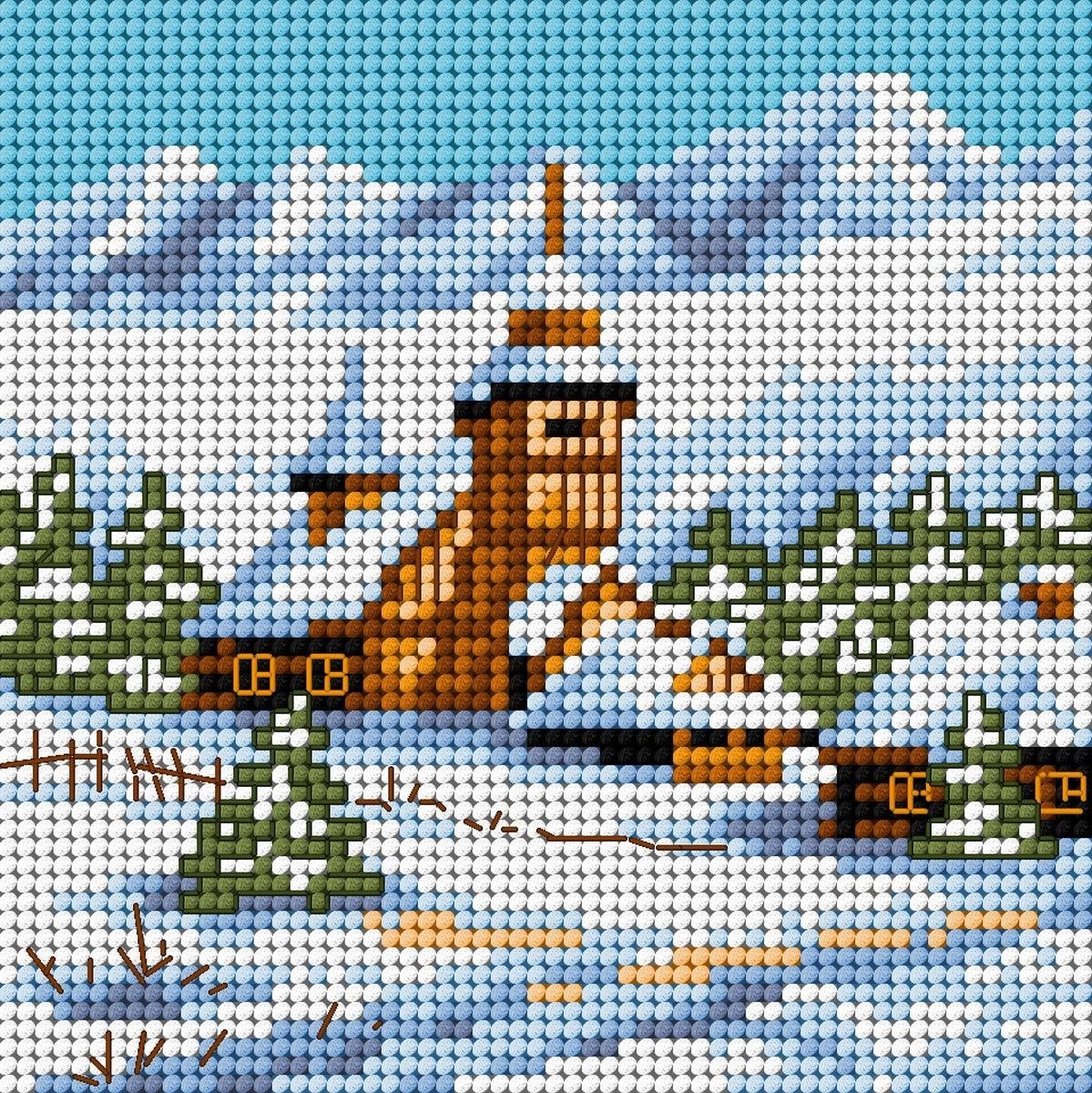 Orchidea Needlepoint canvas for halfstitch without yarn Winter Lanscape with ...