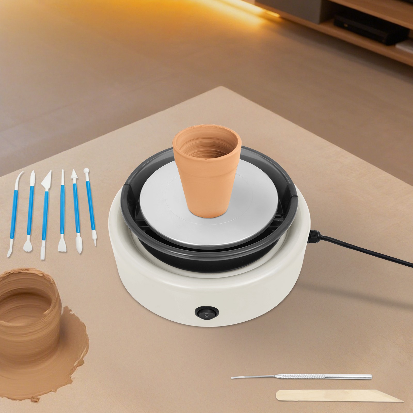 Mini Pottery Wheel Machine for Beginners Adult, Adjustable Speed Pottery Machine