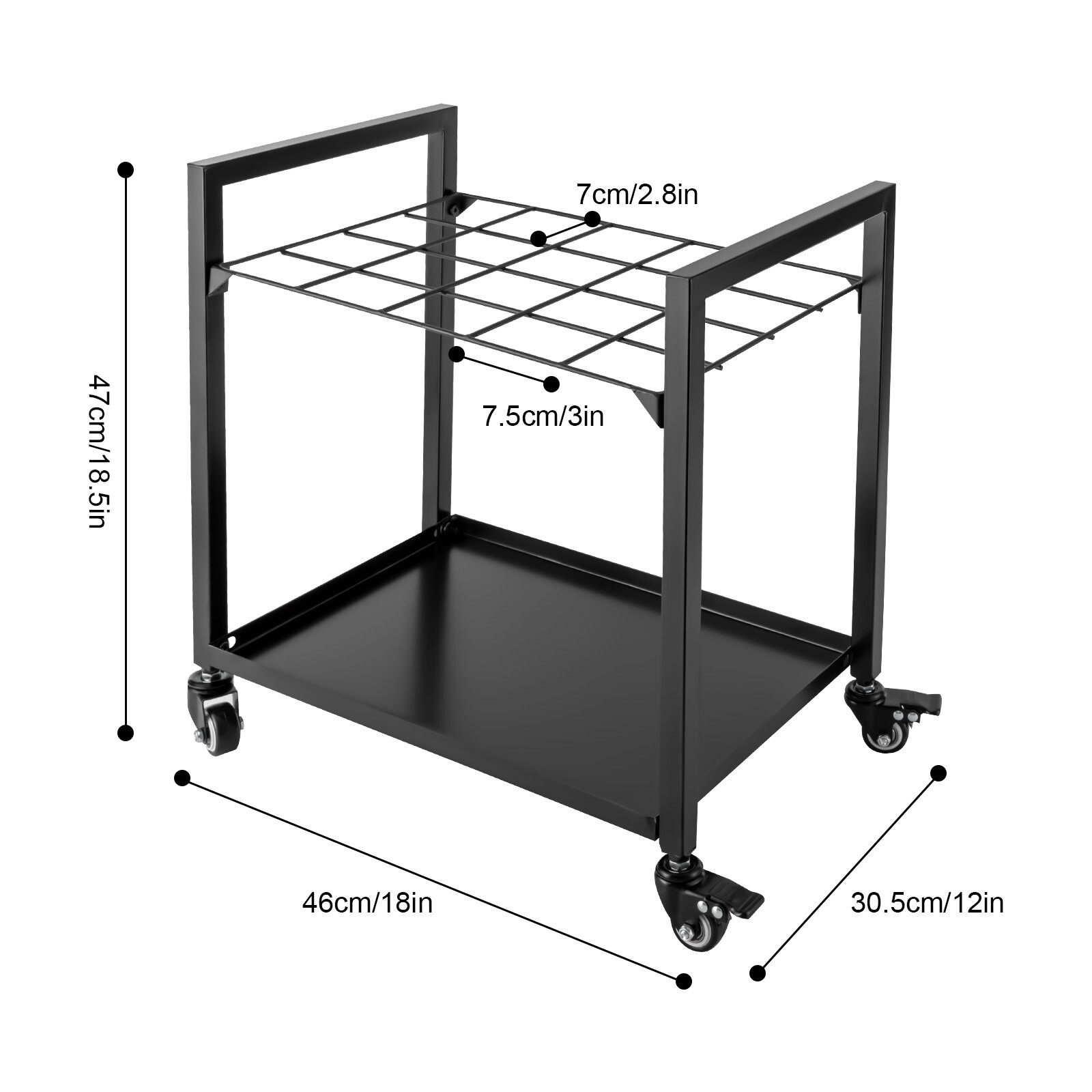 20Slot Blueprint Storage Rack Metal File Cart Blueprint Storage Cart w/ Wheel