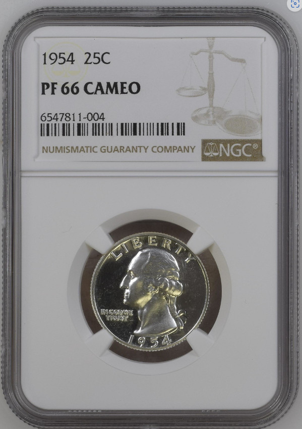 1954 Proof Washington 25¢ NGC PF 66 Cameo