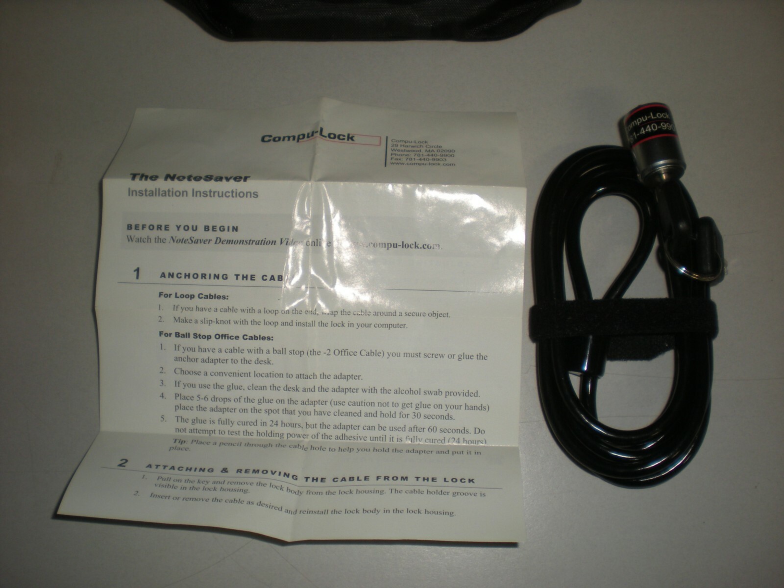 Compu-Lock Computer Anti-Theft Cable with 3 Keys and a Carry Bag
