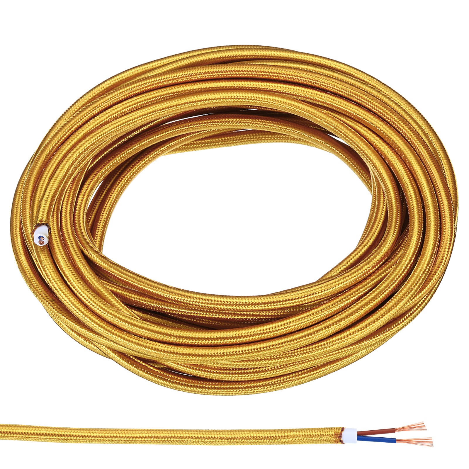 32.8ft 18AWG 2 Core Fabric Cloth Covered Round Wire Golden