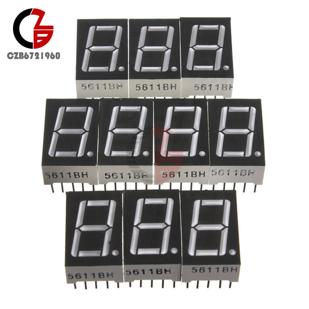 10PCS Red 7 Segment 1 Bit 0.5" LED Display Digital Tube Common Anode
