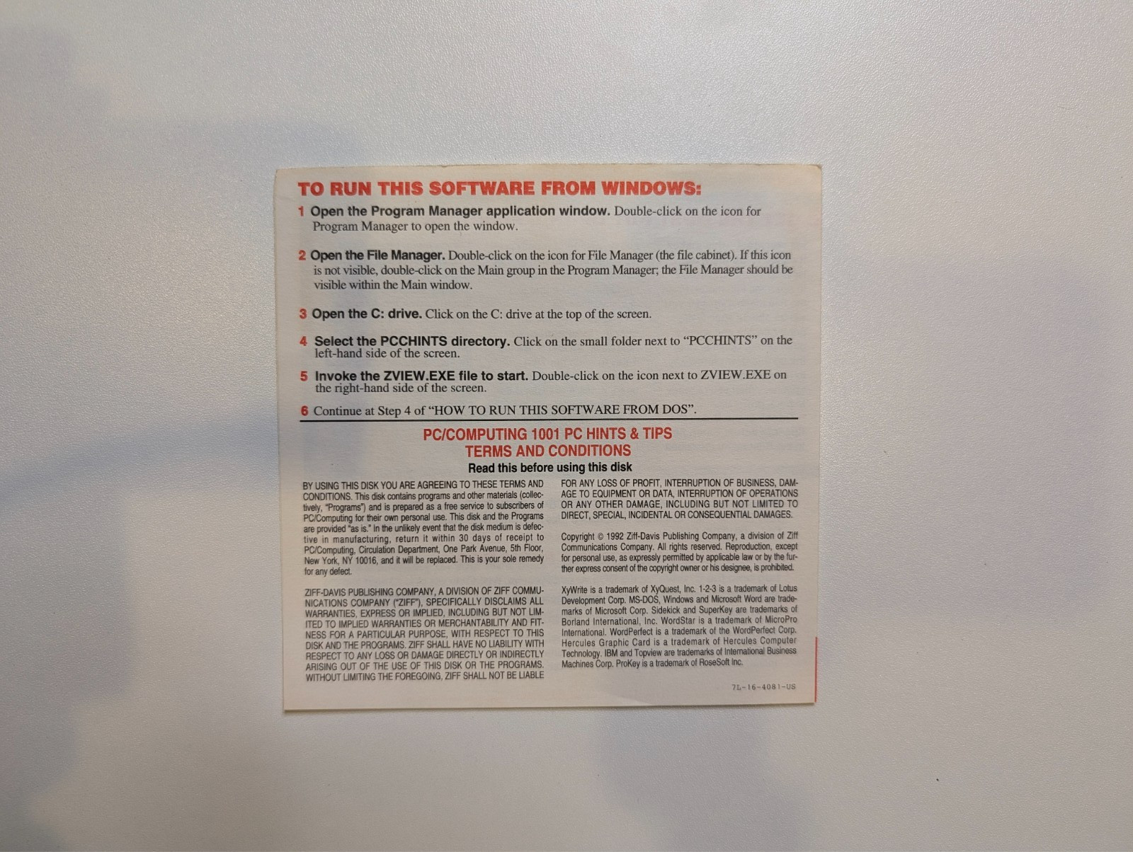 PC Computing - 1001 PC Hints & Tips - 5.25" Floppy Disk