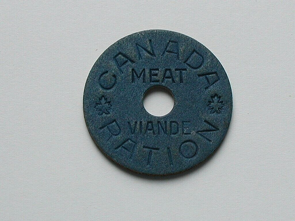 CANADA (1940's World War II) Meat Ration Viande Blue Cardboard WWII OPA Token