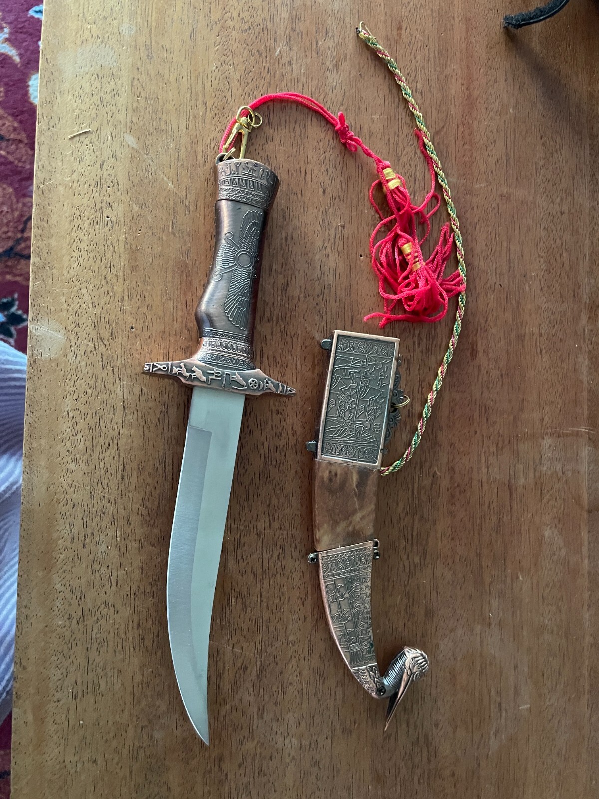 Arabic Oriental Dagger Knife Copper Metal Decorative Sheath Satinless China