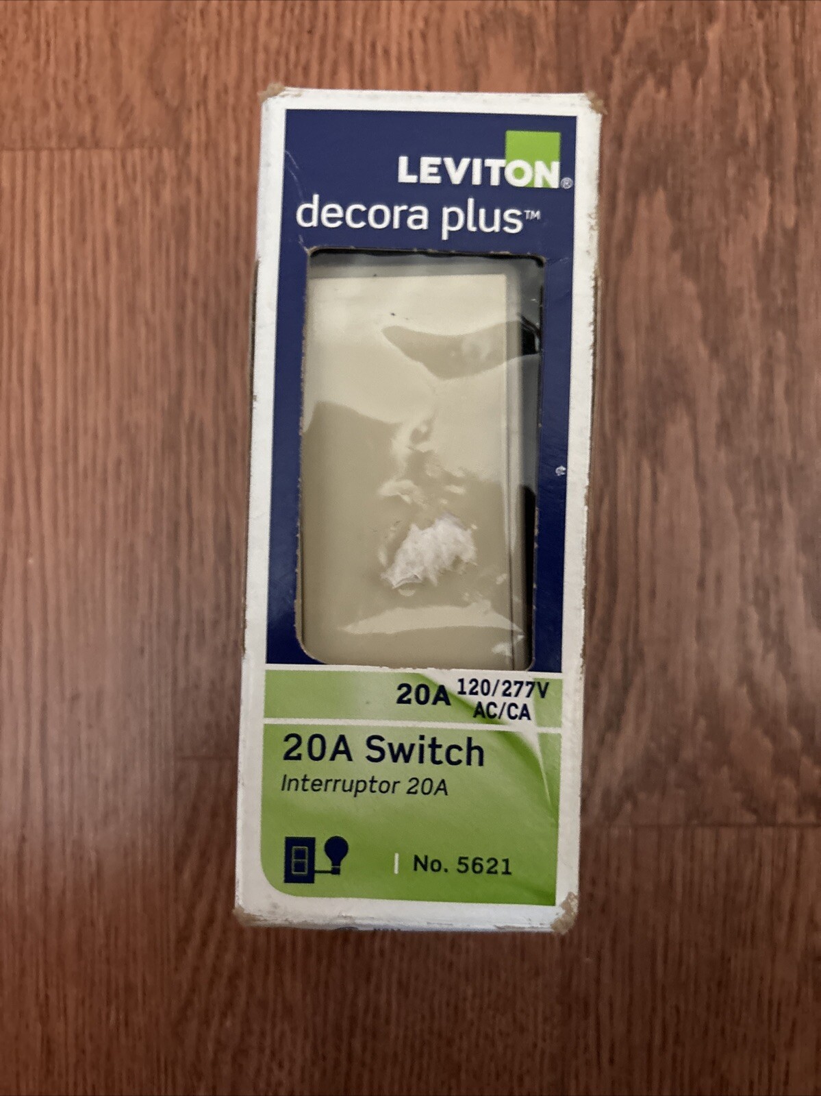 Leviton 05621-2ISAC 20A 277V Ivory Steel AC Quiet Switch 4.06 H x 1.76 W in.