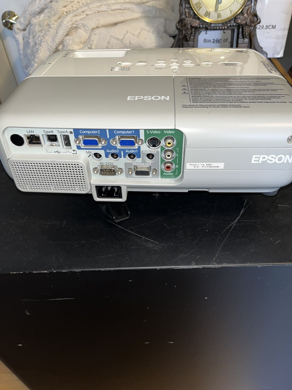 Epson H356A Powerlite 825+ LCD Projector w mount