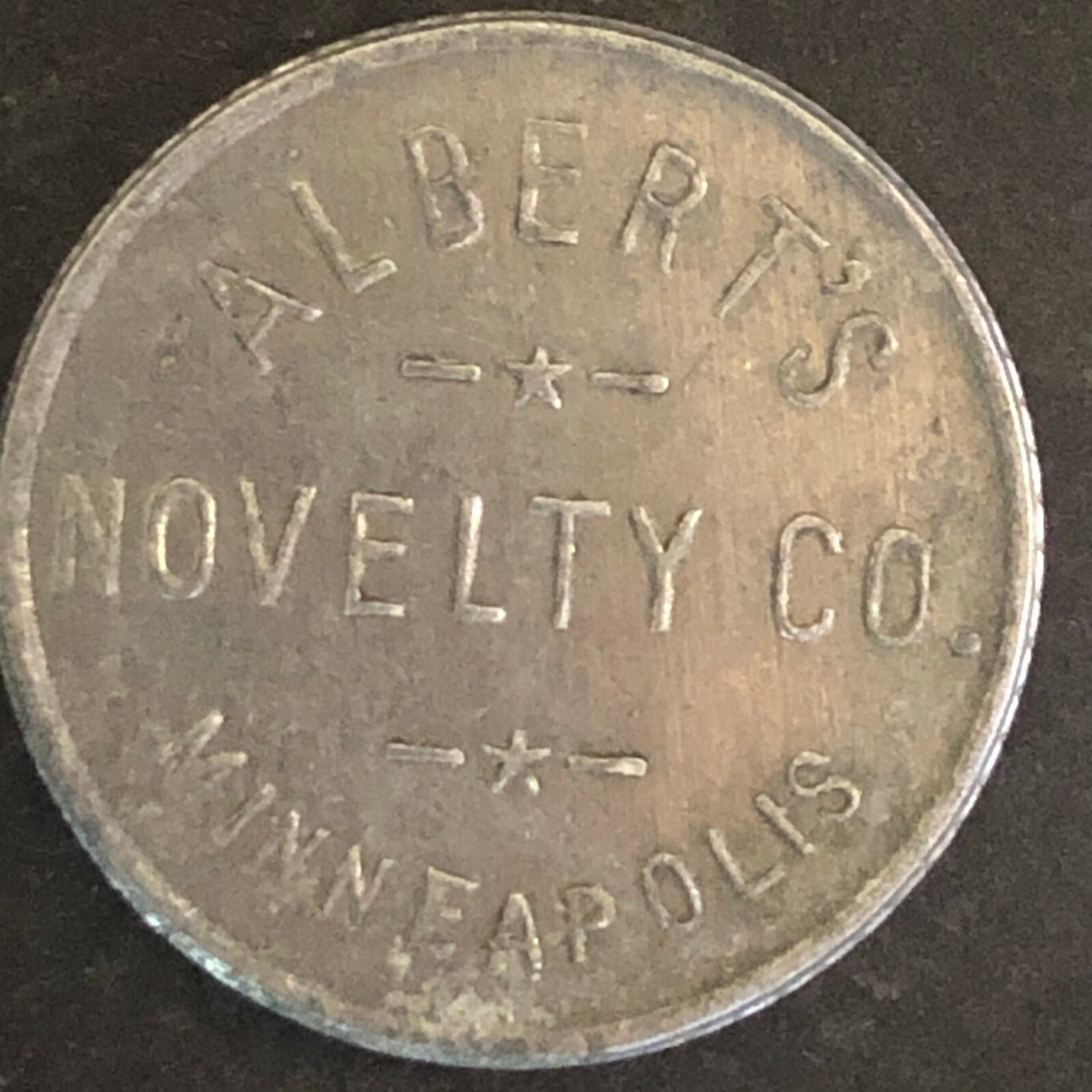 Vintage 20mm Brass "Albert's Novelty Co. Minneapolis" Token