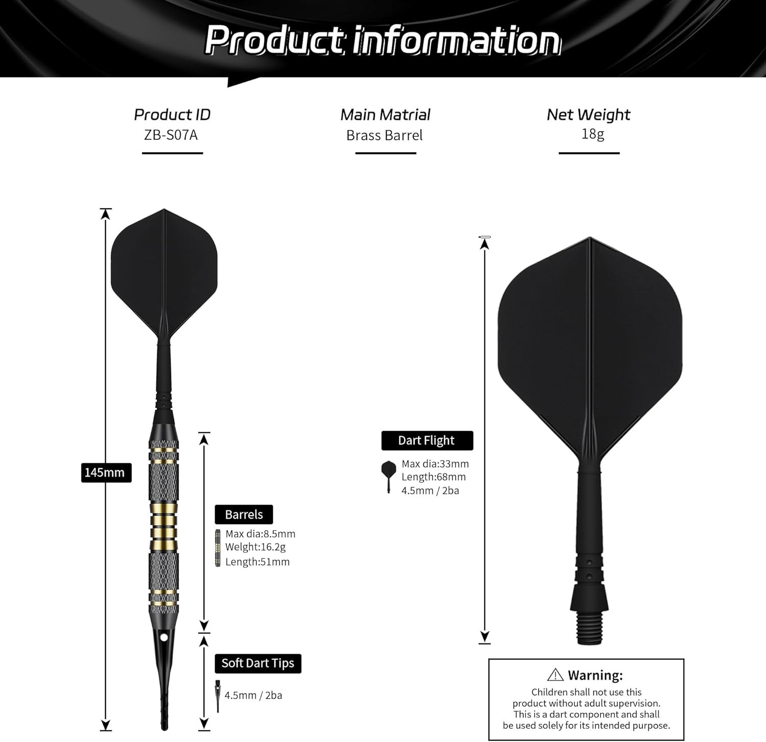 Darts Plastic Tip - Professional Soft Tip Darts Set 18 Grams with Carr