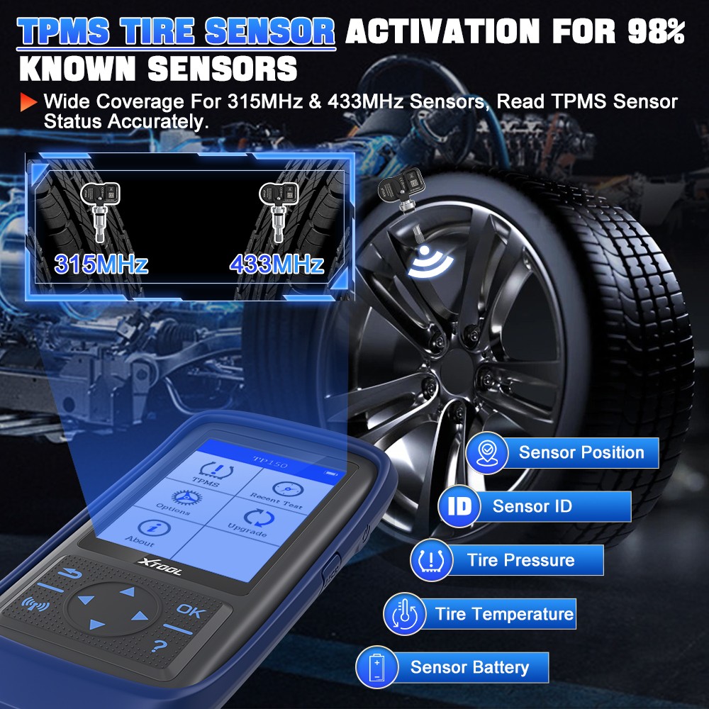 XTOOL TP150 Car TPMS Scanner Tire Check Relearn TPMS Diagnostic Programming Tool