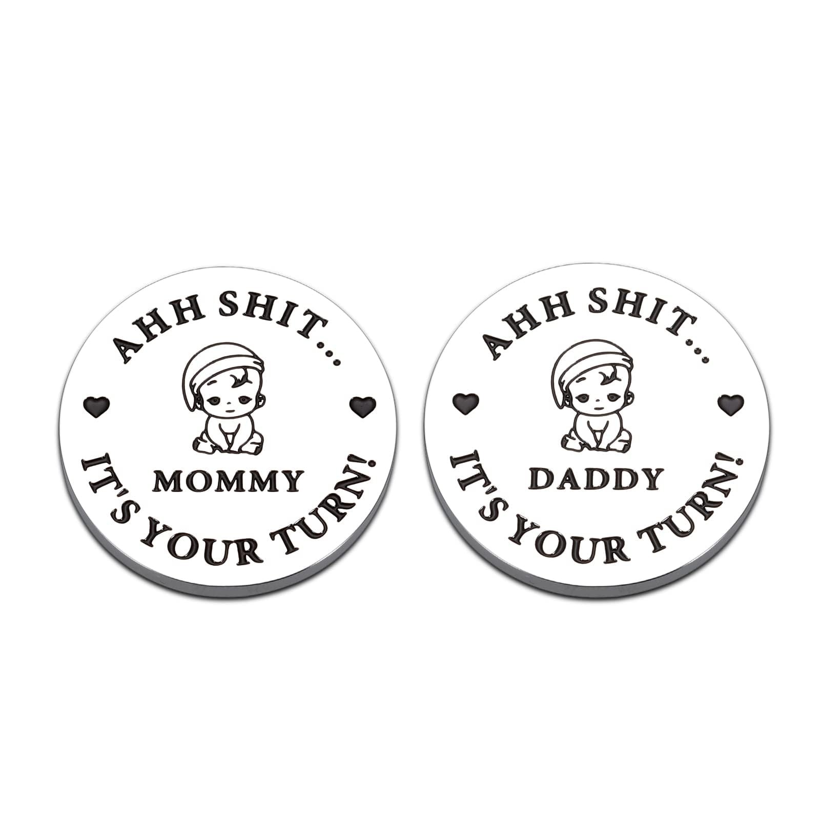 Funny Baby Gift New Dad Mom Decision Coin Gifts for Dad Mom to be, Pregnancy ...