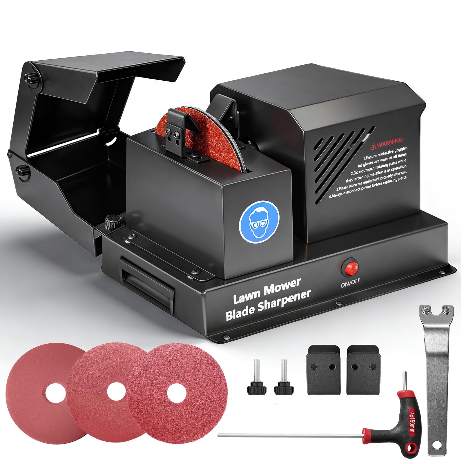 WEWEAL Lawn Mower Blade Sharpener Machine, 7" Bench Grinder with Ceramic