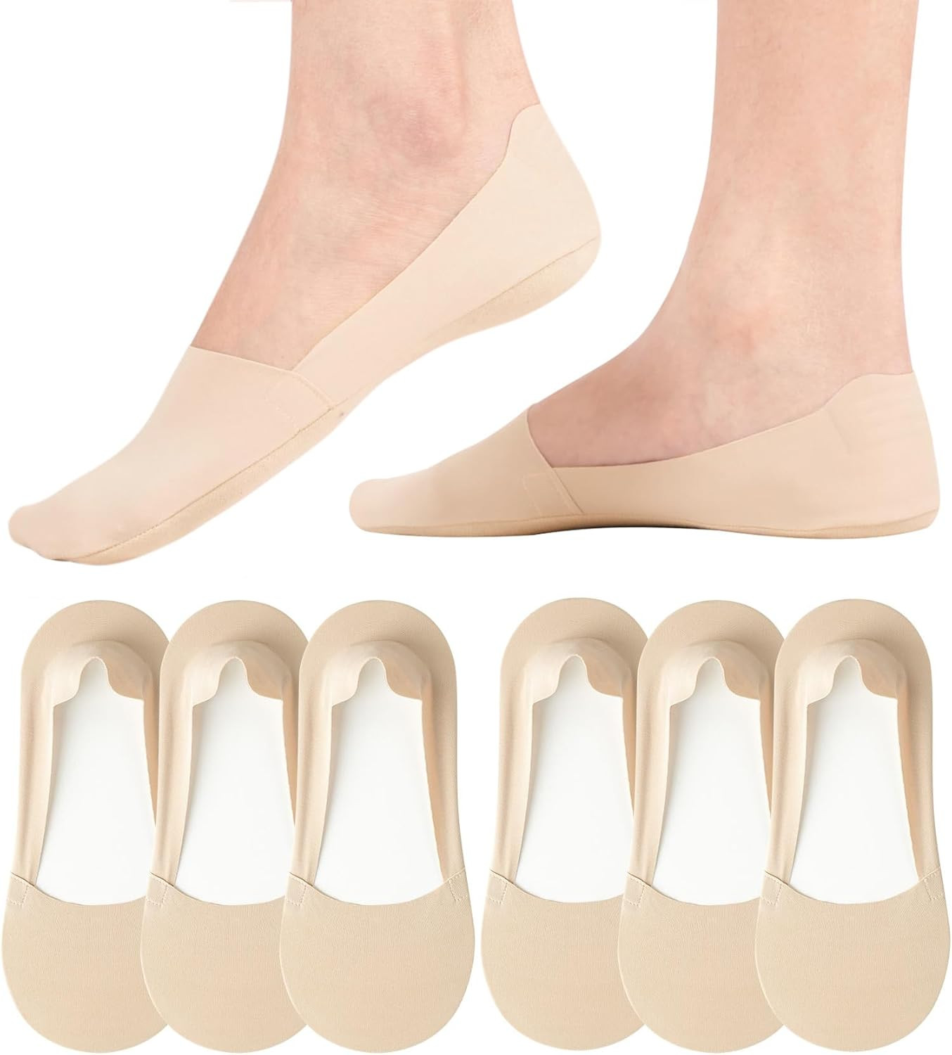No Show Socks Womens Nylon Non Slip Low Cut Invisible Liner Footies Thin Silk So