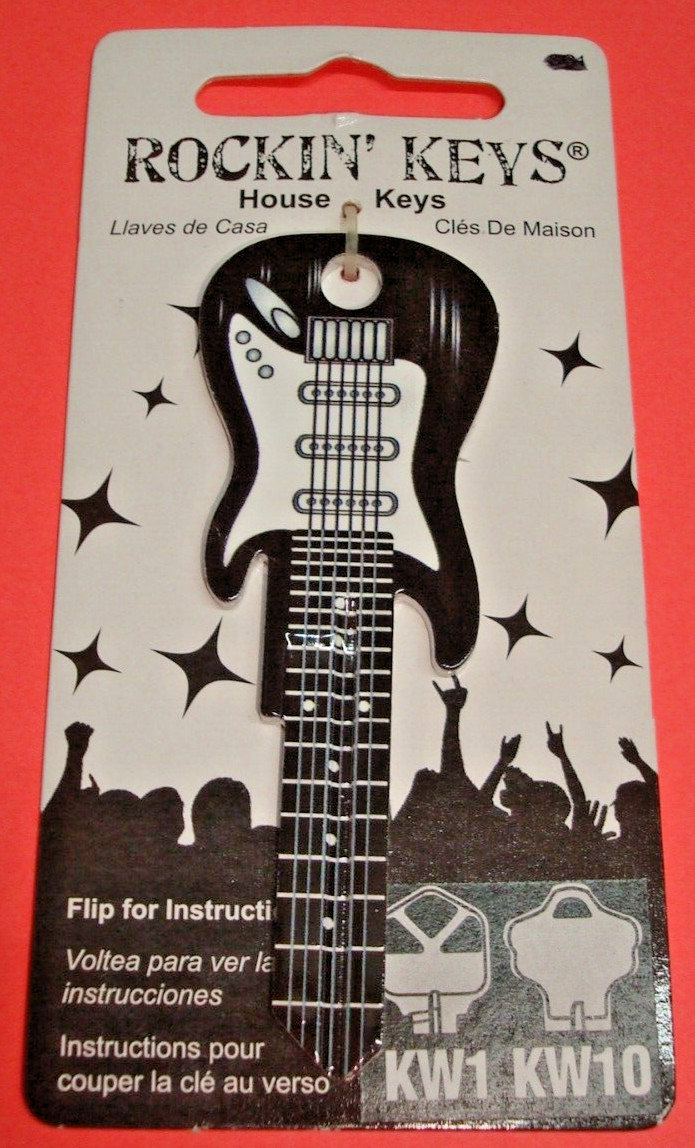 BLACK Acoustic Guitar Shaped Rockin' Key #3661 for KW1 KW10 Kwikset House Key
